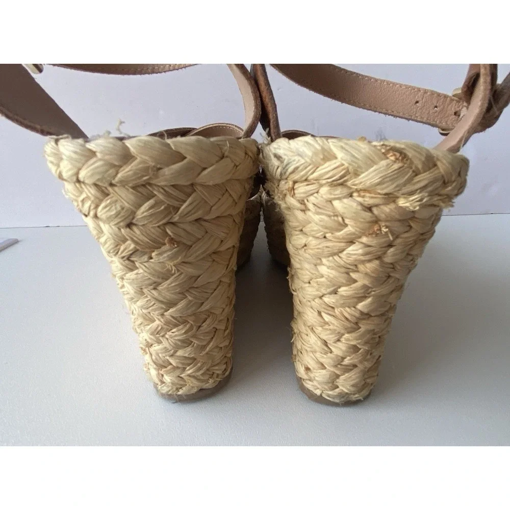 ALDO Brown Leather Espadrille Platform Wedge Sandals - Women's Size 7